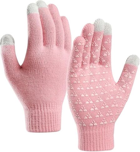 Men's Women's Winter Gloves Finger Touch Screen Knit Lined Fleece Stretch Wrist Gloves in Saudi Arabia