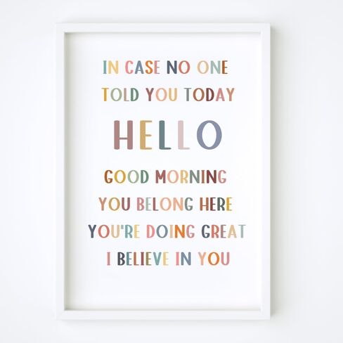 Wowsweet-In Case لم يخبرك أحد اليوم، مرحبًا، صباح الخير، ديكور جدار الفصل الدراسي، علامة المعلم، طباعة الفصل الدراسي، ملهمة إيجابية، اقتباس إيجابي للفصل الدراسي، غير مؤطر (11 × 14 بوصة، نحن نؤمن بك) in Kuwait