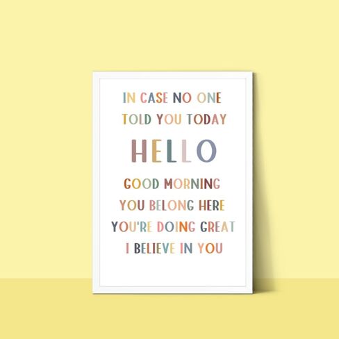 Wowsweet-In Case لم يخبرك أحد اليوم، مرحبًا، صباح الخير، ديكور جدار الفصل الدراسي، علامة المعلم، طباعة الفصل الدراسي، ملهمة إيجابية، اقتباس إيجابي للفصل الدراسي، غير مؤطر (11 × 14 بوصة، نحن نؤمن بك) in Kuwait
