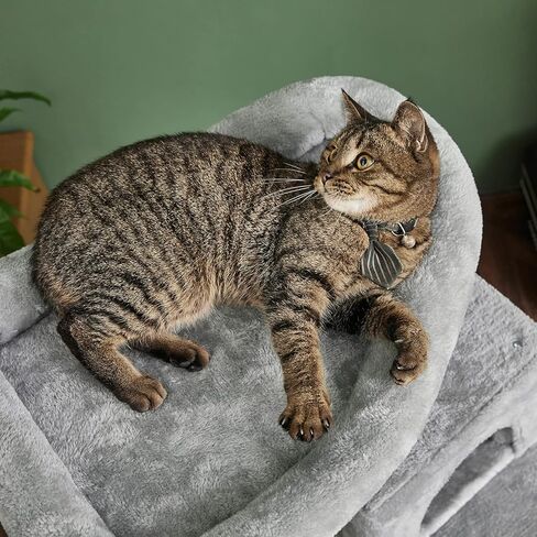 شجرة القطط، برج القطط، 46.5 بوصة، مركز أنشطة القطط مع أرجوحة مربعة كبيرة، مجثم، شقة القطط رمادي فاتح in Kuwait