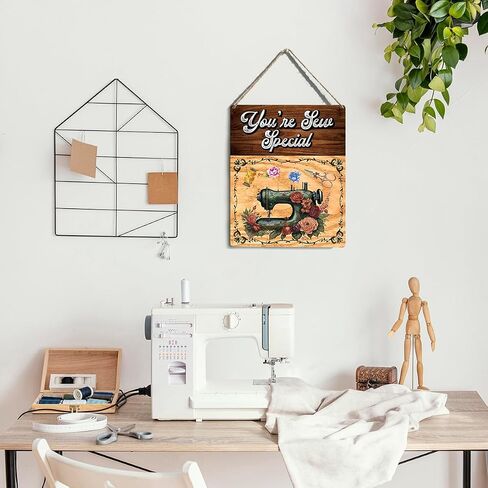 Retro Sewing Supplies Home Decor Wall Decor Sewing Accessories Wall Art Rustic Wooden Hanging Sign Quilting Supplies for Quilters Sewers Sewing Lovers Office Wall bedroom Sewing Room Living Room Decor in Kuwait