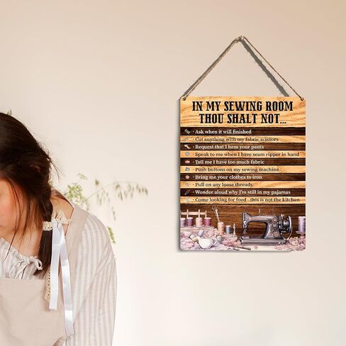 Retro Sewing Supplies Home Decor Wall Decor Sewing Accessories Wall Art Rustic Wooden Hanging Sign Quilting Supplies for Quilters Sewers Sewing Lovers Office Wall bedroom Sewing Room Living Room Decor in Kuwait