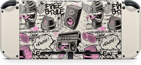 ملصق TACKY DESIGN Graffity Skin متوافق مع ملصقات Nintendo Switch Skins، غلاف وردي متوافق مع ملصقات Nintendo Switch فينيل 3M، غطاء Kawaii كامل in Saudi Arabia