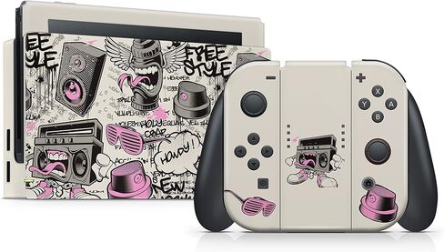 ملصق TACKY DESIGN Graffity Skin متوافق مع ملصقات Nintendo Switch Skins، غلاف وردي متوافق مع ملصقات Nintendo Switch فينيل 3M، غطاء Kawaii كامل in Saudi Arabia