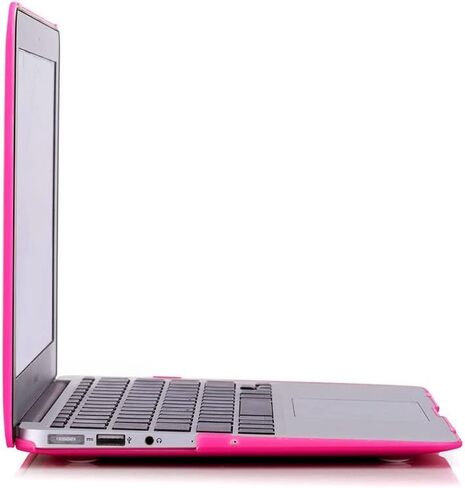 حافظة RUBAN لجهاز MacBook Air 13 بوصة A1466/A1369، غطاء حماية نحيف سهل التركيب 3 في 1 مع غطاء لوحة مفاتيح وواقي شاشة (وردي فاقع) in Kuwait