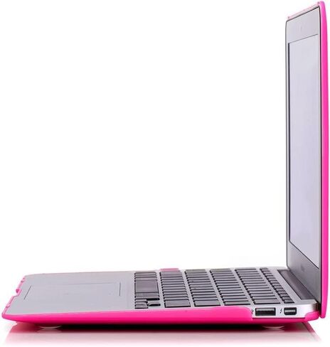 حافظة RUBAN لجهاز MacBook Air 13 بوصة A1466/A1369، غطاء حماية نحيف سهل التركيب 3 في 1 مع غطاء لوحة مفاتيح وواقي شاشة (وردي فاقع) in Kuwait