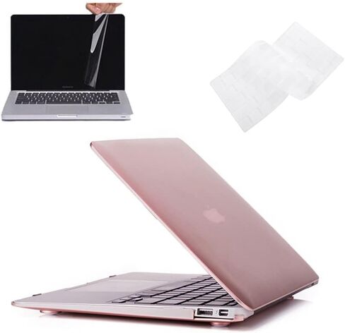 RUBAN Case for MacBook Air 13 Inch A1466/A1369, 3 in 1 Slim Snap On Hard Shell Protective Cover with Keyboard Cover and Screen Protector (Classic Black) in Kuwait