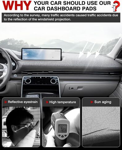 Autorder Dashboard Cover Mat for 2021 2022 2023 2024 Genesis GV80 Accessories Dash Cover Flannel Dash Mat Sunshade Glare UV Rays Protector (with Hud) in Kuwait