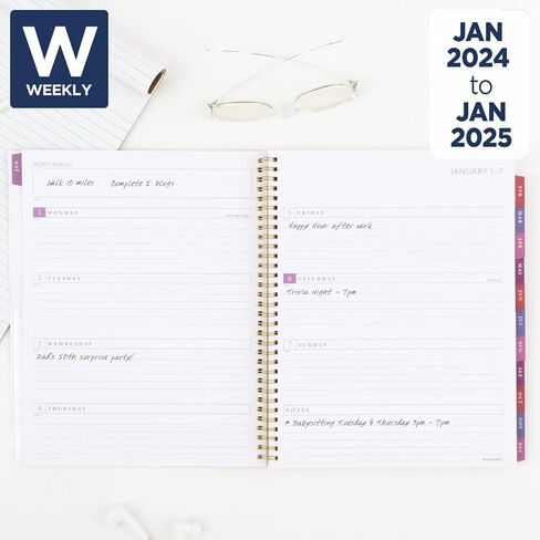 مخطط AT-A-GLANCE 2024 الأسبوعي والشهري، 8-1/2 بوصة × 11 بوصة، كبير، شارة، بلاط للأشعة فوق البنفسجية (1675T-905-24) in Kuwait