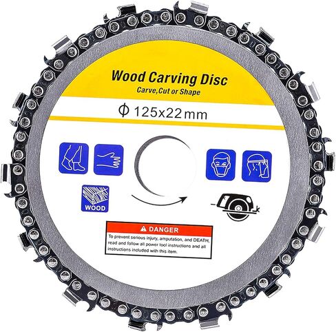 Chain Saw Disc 5 Inch Cutting Blade Wood Carving Disc for 7/8 Inch Center Hole Angle Grinder Accessory Woodcarving Saw Blade Sculpting, Shaping and Cutting Wheel with Teeth 125 mm in Saudi Arabia