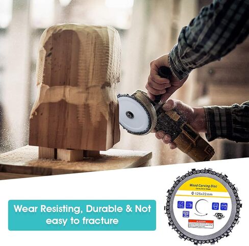 Chain Saw Disc 5 Inch Cutting Blade Wood Carving Disc for 7/8 Inch Center Hole Angle Grinder Accessory Woodcarving Saw Blade Sculpting, Shaping and Cutting Wheel with Teeth 125 mm in Saudi Arabia