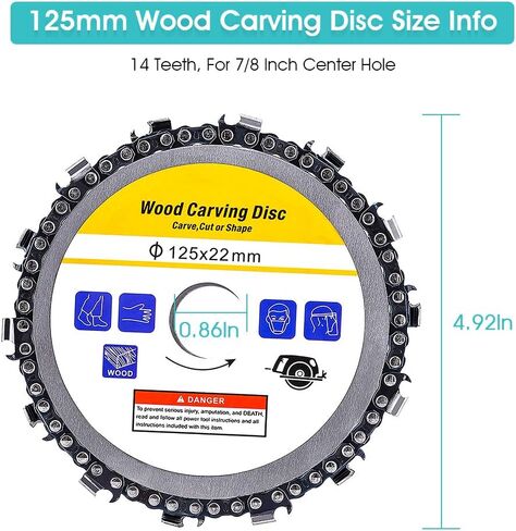 Chain Saw Disc 5 Inch Cutting Blade Wood Carving Disc for 7/8 Inch Center Hole Angle Grinder Accessory Woodcarving Saw Blade Sculpting, Shaping and Cutting Wheel with Teeth 125 mm in Saudi Arabia