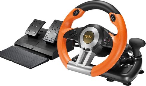 PXN V3 PRO Racing Wheel with Pedals for PC, Xbox, PS4, Switch | 11-Inch Wheel, Vibration Feedback, Paddle & Sequential Shifting, 180° Steering, 2-Pedal, Plug & Play Setup for Easy Gaming in Kuwait