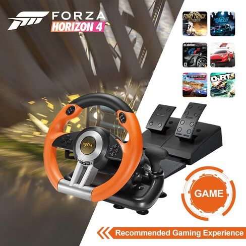 PXN V3 PRO Racing Wheel with Pedals for PC, Xbox, PS4, Switch | 11-Inch Wheel, Vibration Feedback, Paddle & Sequential Shifting, 180° Steering, 2-Pedal, Plug & Play Setup for Easy Gaming in Kuwait