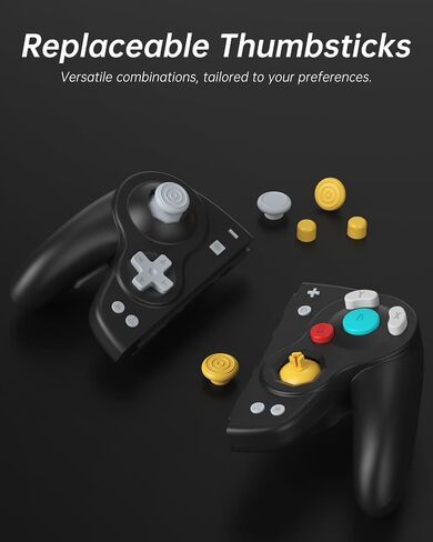 DOYOKY Hall Effect Joypad Retro Gamecube Style Wireless Controller for Switch/Switch OLED, Switch Controllers with Hall Effect Joystick/Replaceable Thumbsticks/Map Button/Turbo/6-Axis/Vibration(Black) in Saudi Arabia