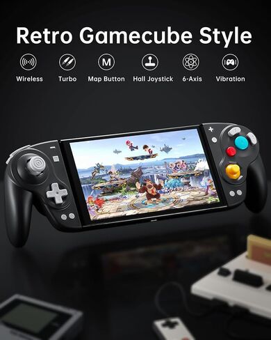 DOYOKY Hall Effect Joypad Retro Gamecube Style Wireless Controller for Switch/Switch OLED, Switch Controllers with Hall Effect Joystick/Replaceable Thumbsticks/Map Button/Turbo/6-Axis/Vibration(Black) in Saudi Arabia