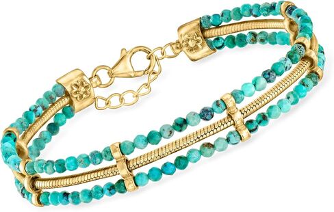 Ross-Simons Turquoise and Snake-Chain Bracelet in 18kt Gold Over Sterling. 7 inches in Saudi Arabia