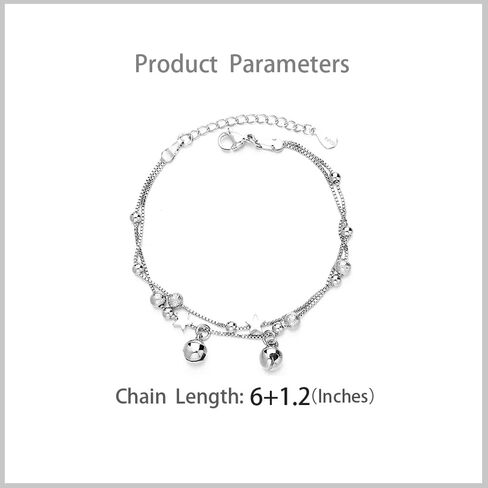 Cute Layered Ball Bead Star Small Bell Bracelet for Women Girls White Gold Plated Frosted Adjustable Charms Box Chain Trendy Birthday Christmas Party Lucky Jewelry Gift in Saudi Arabia