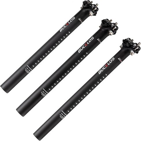 BUCKLOS Carbon Bike Seatpost 27.2 30.8 31.6 x 350mm 400mm, Mountain Bike Road Bicycle Seat Post 3K Carbon Fiber Adjustable Ultra-Light, Suitable for MTB BMX Gravel, Hybrid, and E-Bikes Urban in Saudi Arabia