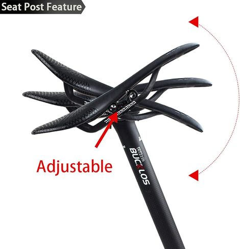 BUCKLOS Carbon Bike Seatpost 27.2 30.8 31.6 x 350mm 400mm, Mountain Bike Road Bicycle Seat Post 3K Carbon Fiber Adjustable Ultra-Light, Suitable for MTB BMX Gravel, Hybrid, and E-Bikes Urban in Saudi Arabia