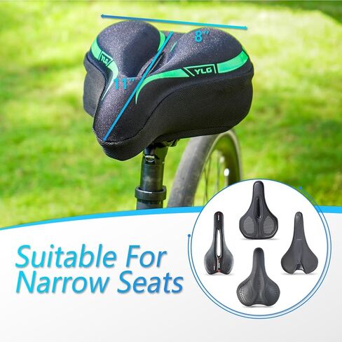 وسادة مقعد الدراجة YLG - غطاء مقعد الدراجة مبطن بالجل لراحة الرجال والنساء، مقعد دراجة للتمرين فائق النعومة متوافق مع بيلوتون، للاستخدام الخارجي والداخلي، حقيبة صغيرة مصممة لتغطية مقاومة للماء in Kuwait
