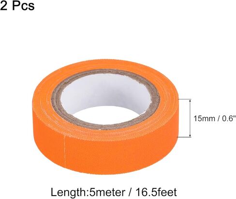 شريط قماشي من uxcell 2Rolls Neon Gaffers، مقاس 0.6 بوصة × 16.5 قدم يتوهج في الظلام، شريط لاصق فلورسنت أسود خفيف لتزيين المنزل للحفلات، برتقالي in Kuwait