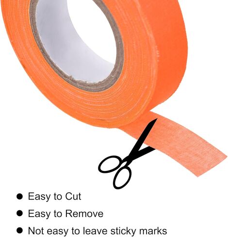 شريط قماشي من uxcell 2Rolls Neon Gaffers، مقاس 0.6 بوصة × 16.5 قدم يتوهج في الظلام، شريط لاصق فلورسنت أسود خفيف لتزيين المنزل للحفلات، برتقالي in Kuwait