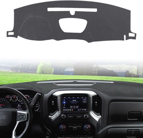 سجادات لوحة القيادة لسيارة Chevy شيفروليه سيلفرادو 2019-2021، غطاء سجادة داش لسيارة 2019-2022 GMC Sierra، رمادي in Kuwait