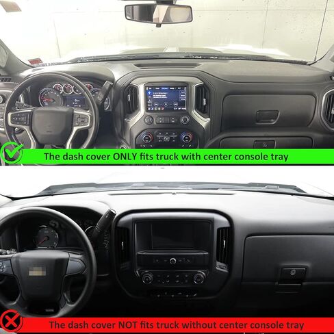 سجادات لوحة القيادة لسيارة Chevy شيفروليه سيلفرادو 2019-2021، غطاء سجادة داش لسيارة 2019-2022 GMC Sierra، رمادي in Kuwait