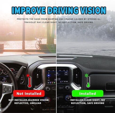 سجادات لوحة القيادة لسيارة Chevy شيفروليه سيلفرادو 2019-2021، غطاء سجادة داش لسيارة 2019-2022 GMC Sierra، رمادي in Kuwait