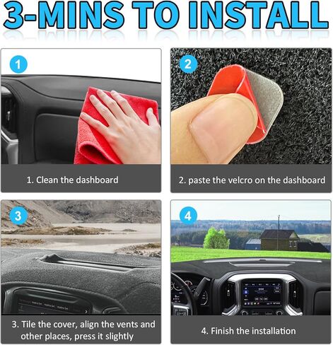 سجادات لوحة القيادة لسيارة Chevy شيفروليه سيلفرادو 2019-2021، غطاء سجادة داش لسيارة 2019-2022 GMC Sierra، رمادي in Kuwait