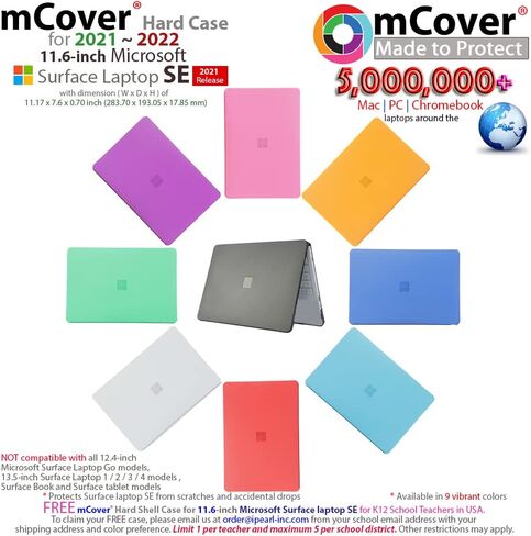 حافظة mCover متوافقة مع 2021-2022 11.6 بوصة Microsoft Surface Laptop SE فقط (غير متوافقة مع أي نماذج سطحية أخرى) - أسود in Kuwait