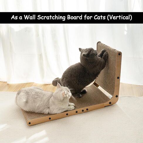L Shape 26.8inch Cat Scratcher Cat Scratching Post with Chasing Bells Double Sided Interactive Durable Cardboard Cat Scratching Board for Cats Cardboard Scratching Pads for Indoor (L Shape) in Saudi Arabia