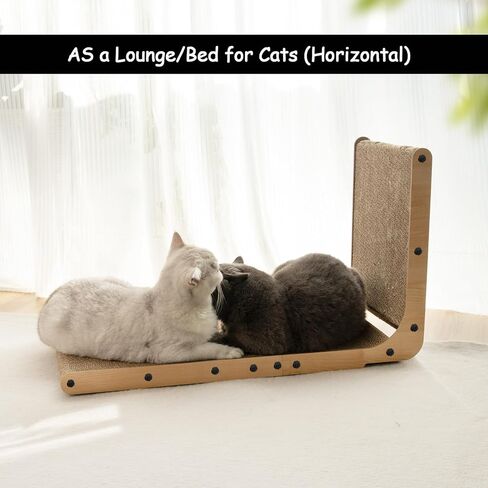L Shape 26.8inch Cat Scratcher Cat Scratching Post with Chasing Bells Double Sided Interactive Durable Cardboard Cat Scratching Board for Cats Cardboard Scratching Pads for Indoor (L Shape) in Saudi Arabia