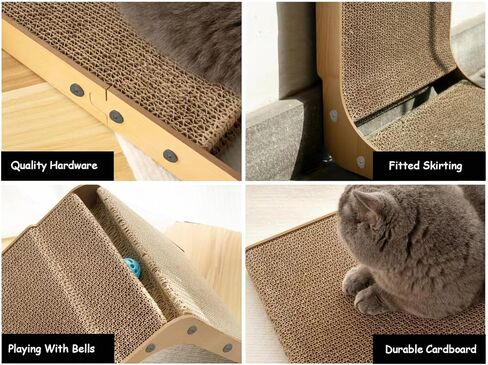 L Shape 26.8inch Cat Scratcher Cat Scratching Post with Chasing Bells Double Sided Interactive Durable Cardboard Cat Scratching Board for Cats Cardboard Scratching Pads for Indoor (L Shape) in Saudi Arabia
