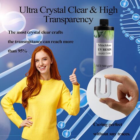 راتنج كريستالي للأشعة فوق البنفسجية من النوع الصلب الشفاف، راتنج إيبوكسي معالج بالأشعة فوق البنفسجية، راتنج شفاف سريع المعالجة بالطاقة الشمسية لقالب الراتنج، وصناعة المجوهرات، والصب والطلاء، 500 جرام in Kuwait