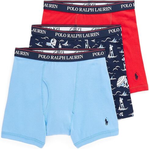 Polo Ralph Lauren 3-Pack Classic Fit Boxer Briefs Harbor Island Blue/Deco Swimmers Print/New Carmine SM in Saudi Arabia