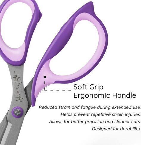 Ashton and Wright - Precision SG - Soft Grip Scissors for Office, Home, Kitchen, and Craft - 210mm / 8" - Steel Blades (Purple, Left Handed) in Saudi Arabia
