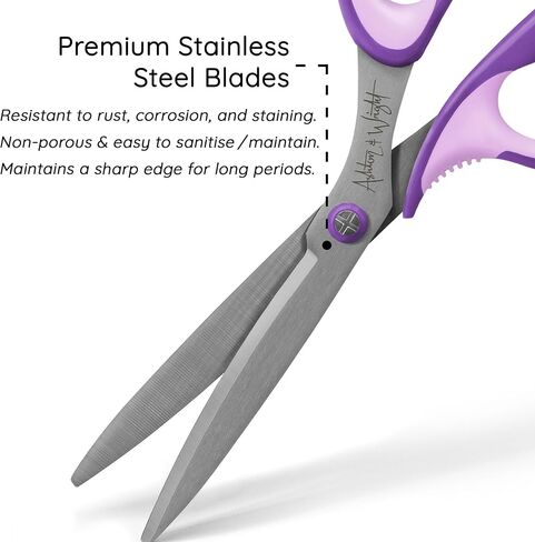 Ashton and Wright - Precision SG - Soft Grip Scissors for Office, Home, Kitchen, and Craft - 210mm / 8" - Steel Blades (Purple, Left Handed) in Saudi Arabia