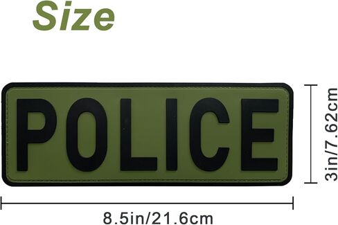 رقعة شرطة كبيرة مقاس 8.5 بوصة × 3 بوصة لسترة عسكرية تكتيكية وحامل لوحة قتالية لإنفاذ القانون (أسود وأخضر) in Kuwait