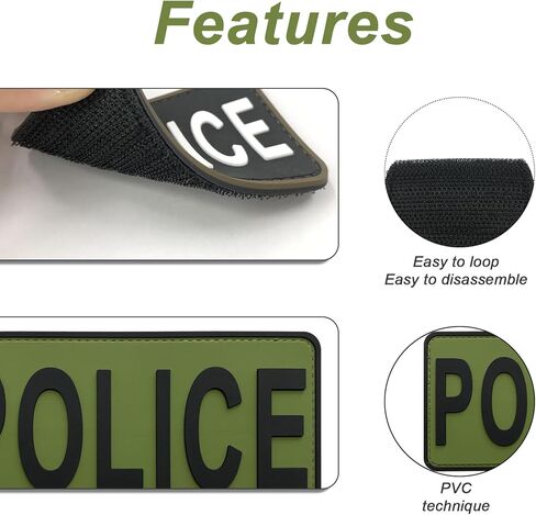 رقعة شرطة كبيرة مقاس 8.5 بوصة × 3 بوصة لسترة عسكرية تكتيكية وحامل لوحة قتالية لإنفاذ القانون (أسود وأخضر) in Kuwait