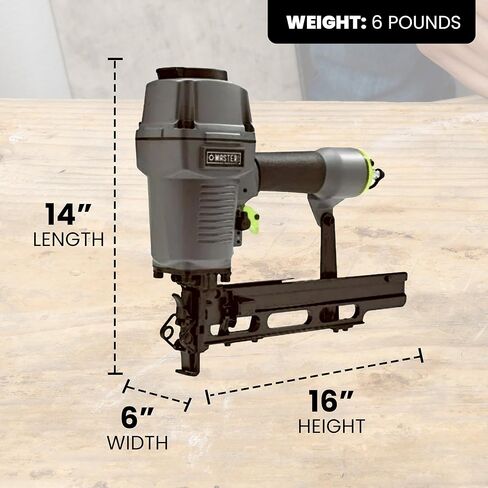 دباسة تنجيد هوائية مقاس 16 مقاس 7/16 بوصة متوسطة التاج مع نظام تعديل العمق بدون أدوات وأنف سريع التحرير in Kuwait