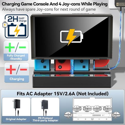 Switch Dock with Switch Controller Charger, 4K HDMI Switch Docking Station for TV Compatible with Nintendo Switch/Switch OLED, Switch Portable Dock & Switch Base Station with 5 Game Slots, USB3.0 Port in Saudi Arabia