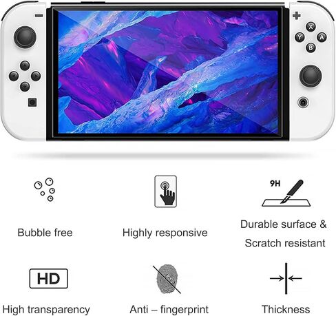 مجموعة ملحقات لجهاز Nintendo Switch OLED، مجموعة ملحقات مع حقيبة حمل، واقي شاشة، كابل شاحن USB، مقابض إبهام، حامل ألعاب متوافق مع Swith OLED(28 en 1) in Saudi Arabia