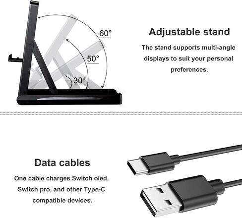 مجموعة ملحقات لجهاز Nintendo Switch OLED، مجموعة ملحقات مع حقيبة حمل، واقي شاشة، كابل شاحن USB، مقابض إبهام، حامل ألعاب متوافق مع Swith OLED(28 en 1) in Saudi Arabia