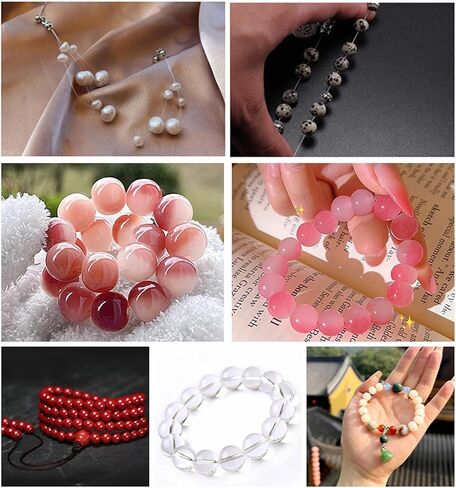 2 لفات من سلاسل الأساور المسطحة القابلة للتمدد 0.8 مم مع حقيبة تنظيم، سلك مرن للأساور، سلك خيط مطاطي كريستالي أبيض وأسود بطول 197 ياردة in Kuwait