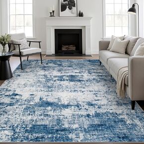 5x7 Area Rug Living Room Rug: Washable Modern Abstract Soft Thin Rug Indoor Floor No Slip Stain Resistant Carpet for Bedroom Dining Room Farmhouse Nursery Home Office - Black in Saudi Arabia