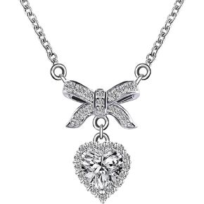 Moissanite Pendant Necklaces for Women, 18 inch DF Color VVS Lab Created Diamond Engagement Necklace with Anchor Charm, Sterling Silver Necklace with 18K White Gold Plated in Kuwait