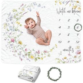 Ocean Baby Monthly Milestone Blanket for Girls, Newborn Month Blanket, Soft Flannel Photography Background Prop Blanket, Personalized Shower Gift, Ocean in Kuwait