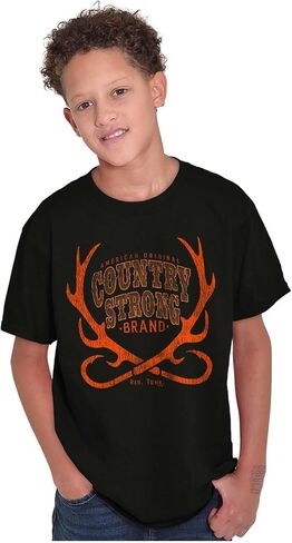 Country Strong Brand Deer Antlers Crewneck T Shirts Boy Girl in Saudi Arabia